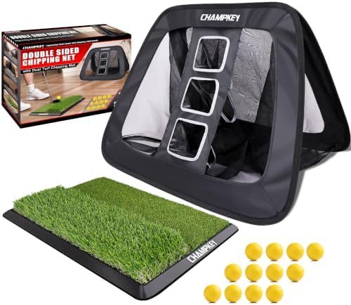 Double-Sided Golf Chipping Net with Mat and 12 Foam Balls